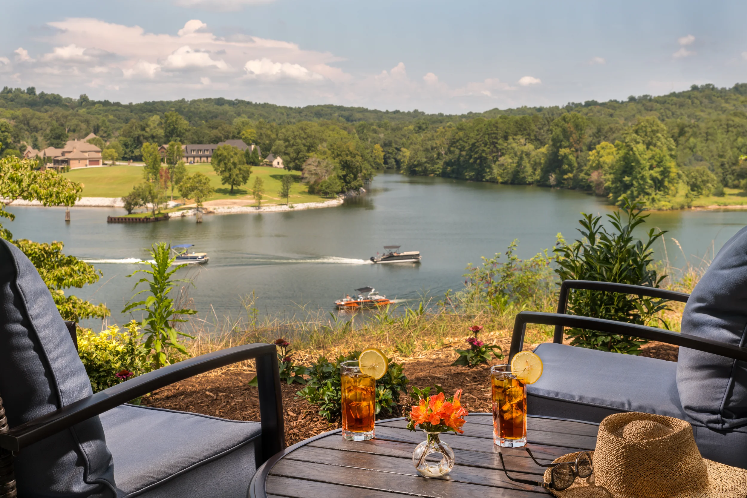 Bedroom patio overlooking river at Riverside Bed and Breakfast in Soddy Daisy, Tennessee